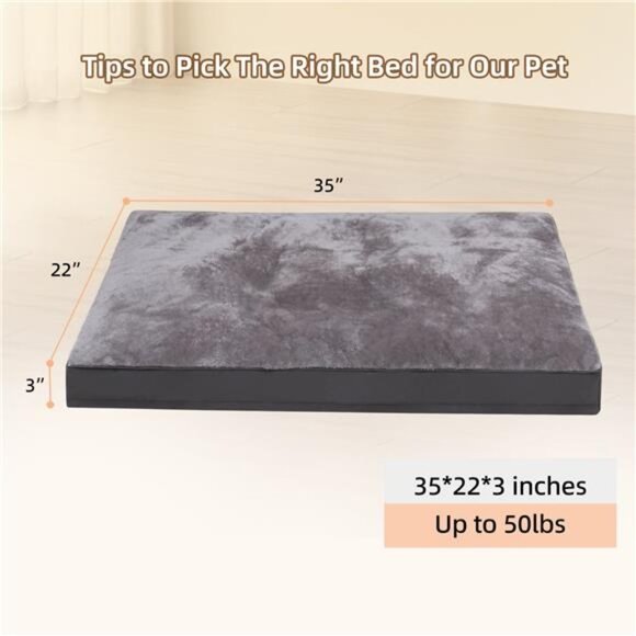 Waterproof 35" Dog Bed Large Dogs with Removable Washable Cover 35 L x 22 W x 3 - Picture 6 of 7